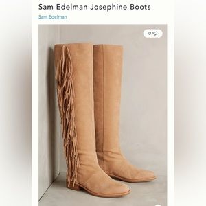 Sam Edelman Josephine fringed knee boots, camel color